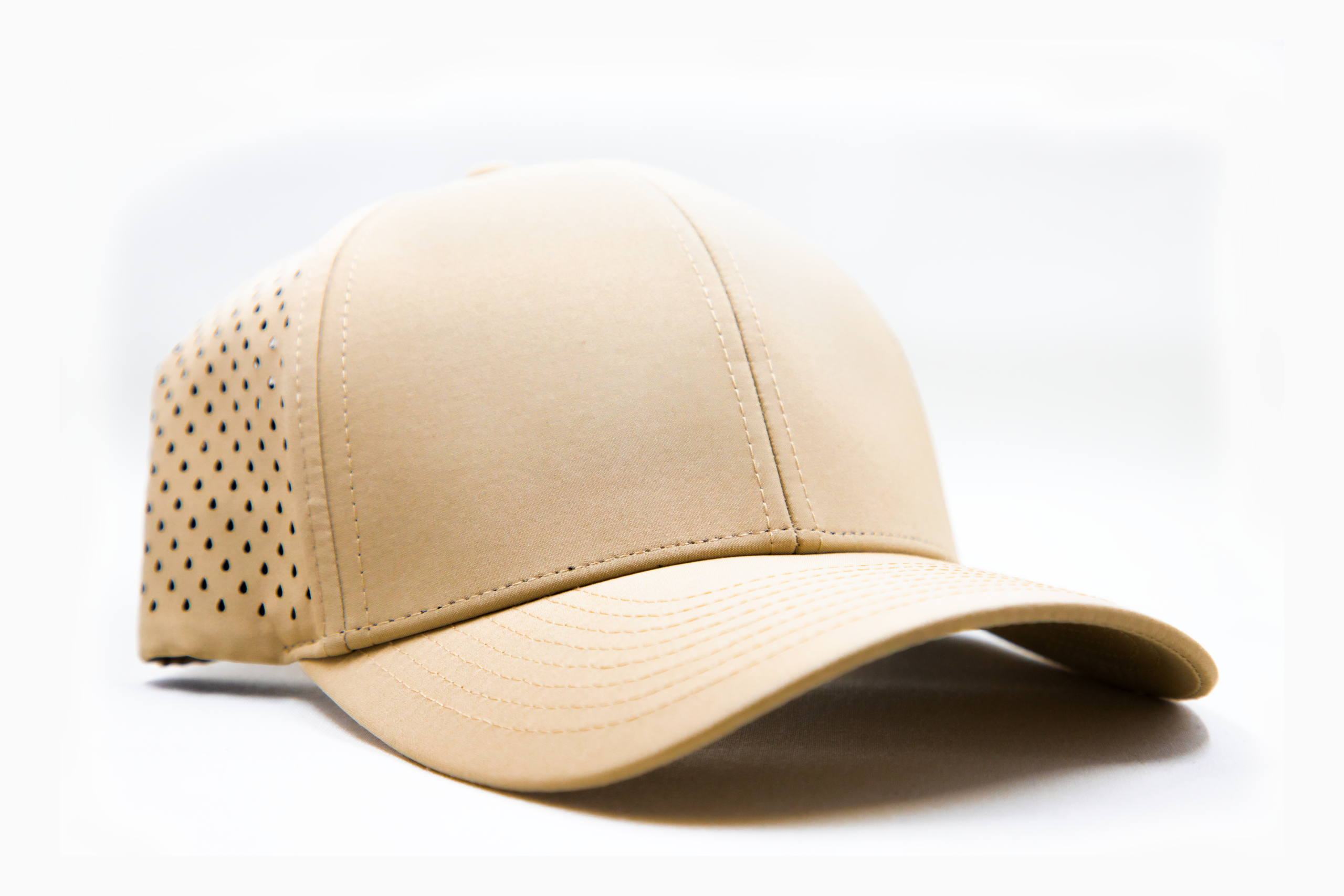 Blank performance hat with breathable panels ready for custom embroidery or branding
